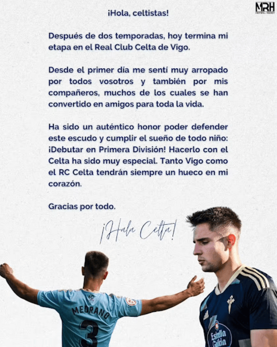 Carta despedida de Fernando Medrano